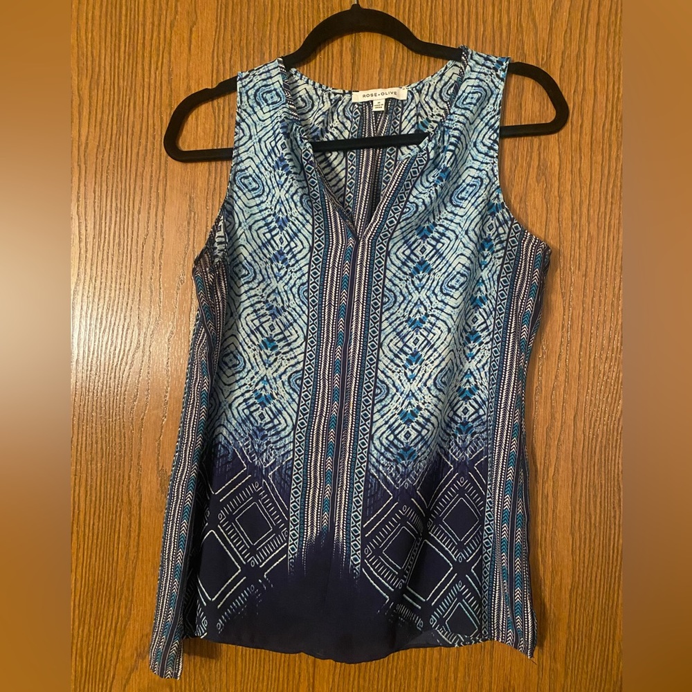 Rose & Olive Boho Sleeveless Top, Size Medium